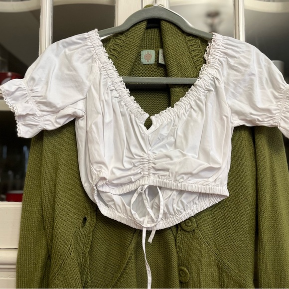 Green and White Dirndl Dress - Picture 5 of 13